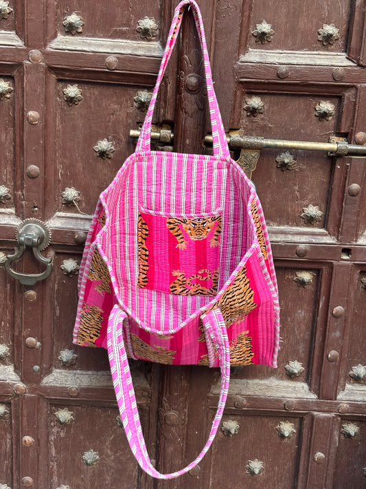 Stripes Tiger printed tote bag