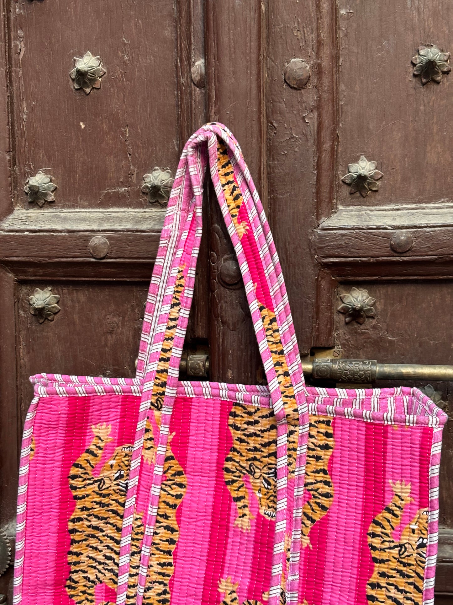 Stripes Tiger printed tote bag