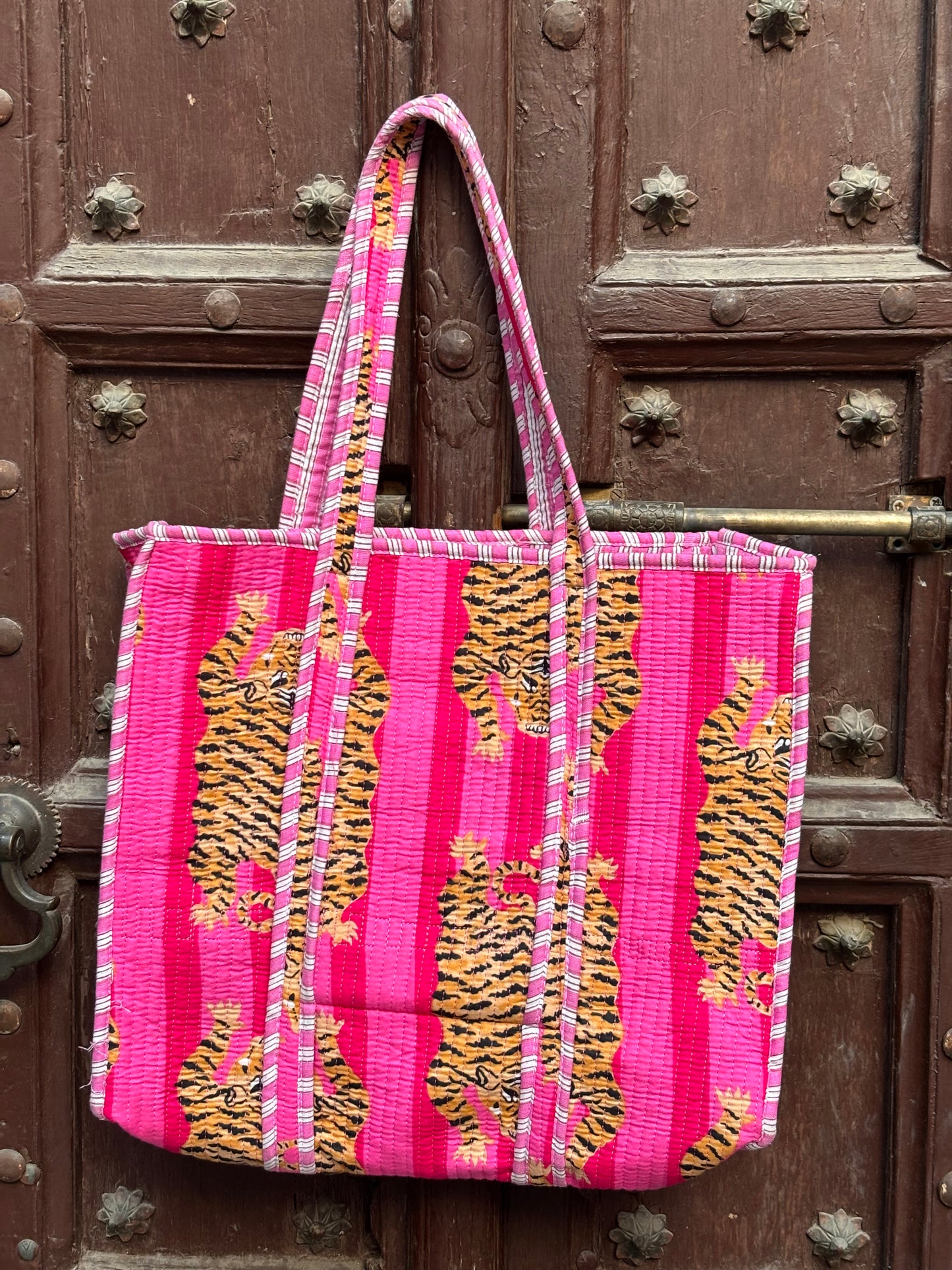 Stripes Tiger printed tote bag